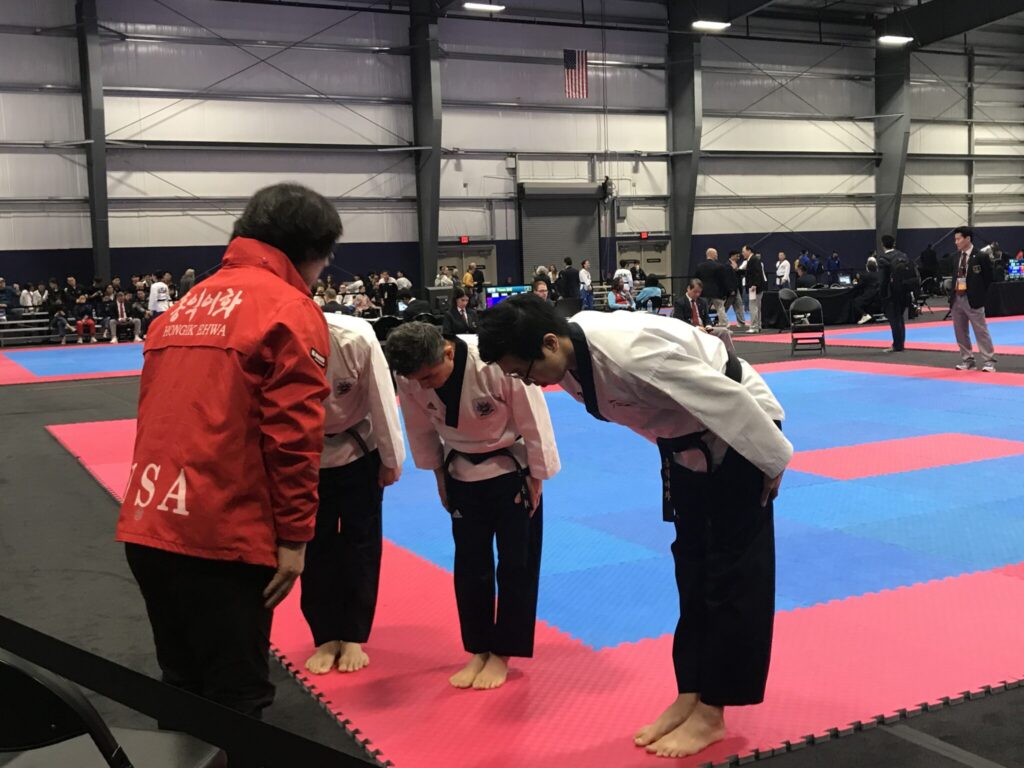 Student competing at a Taekwondo tournament