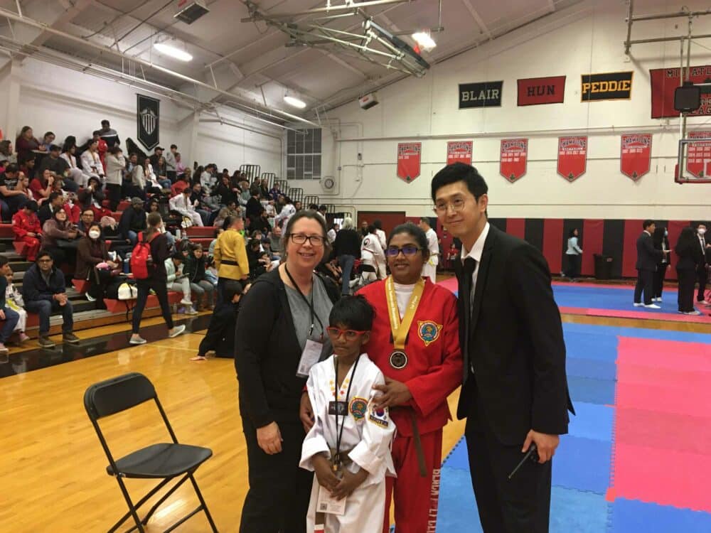 Student competing at a Taekwondo tournament