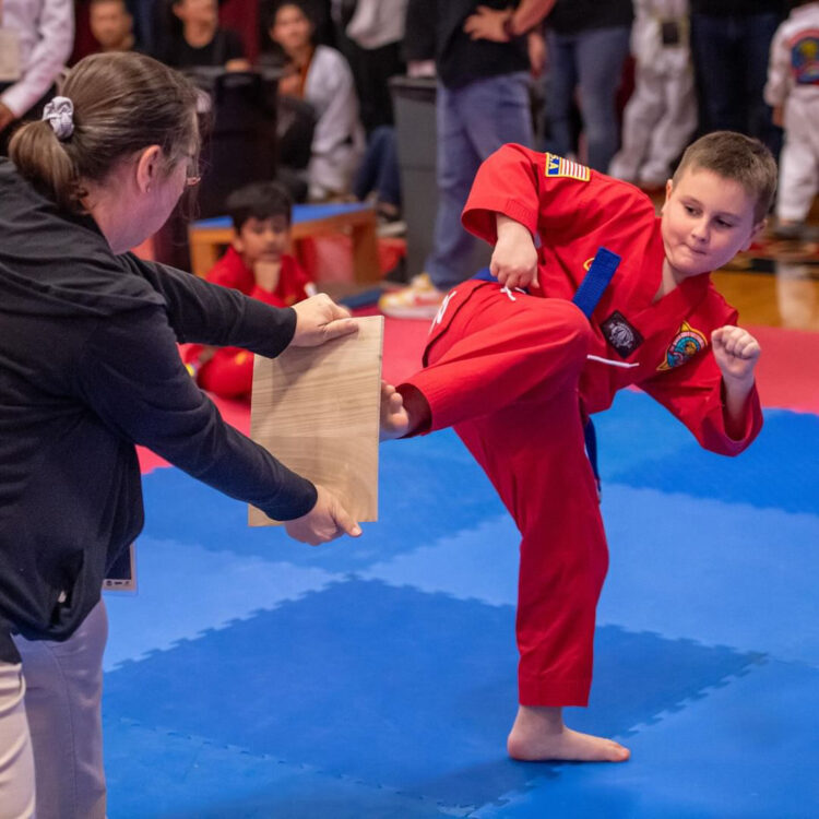 Student competing at a Taekwondo tournament