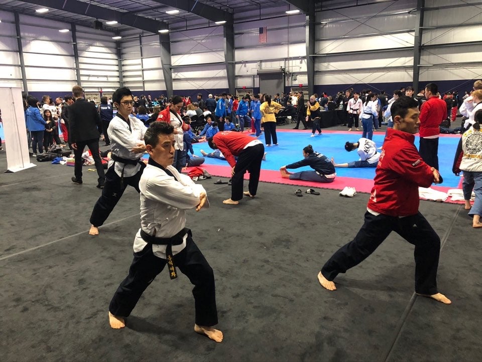 Student competing at a Taekwondo tournament